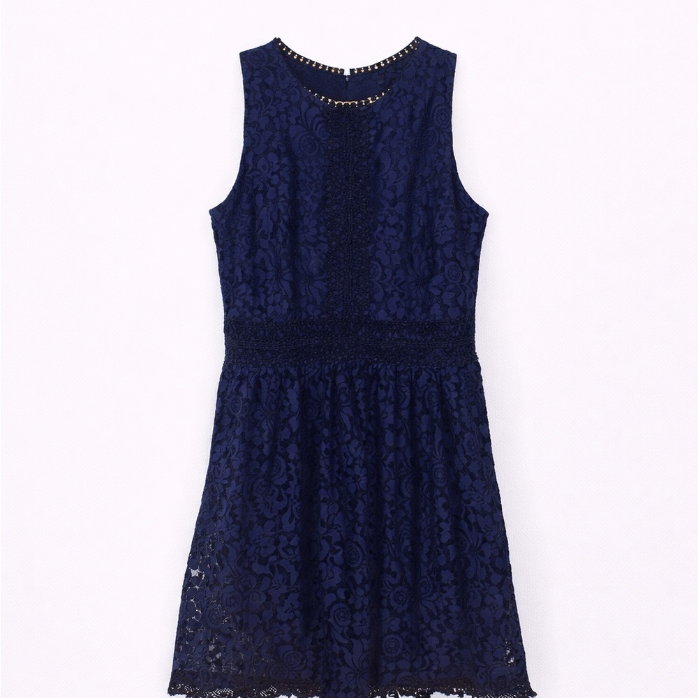 Altar’d State Navy Blue Lace Fit & Flare Dress Size L | Fully Lined